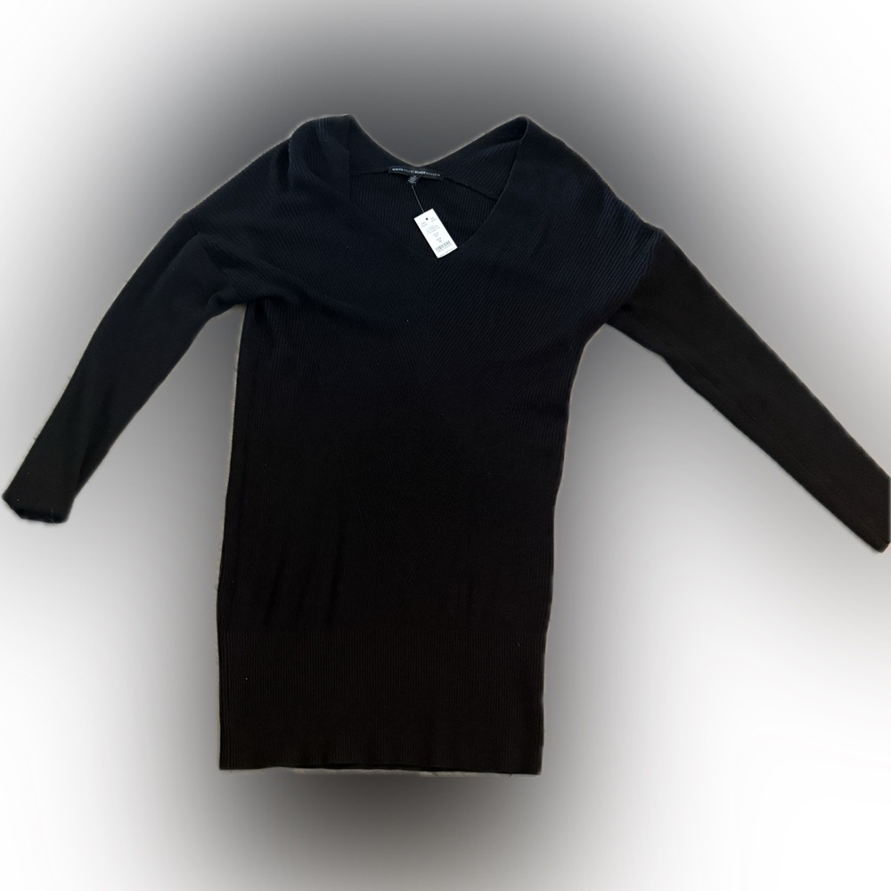 White House, black market, new with tags, ribbed midi sweater dress black size m